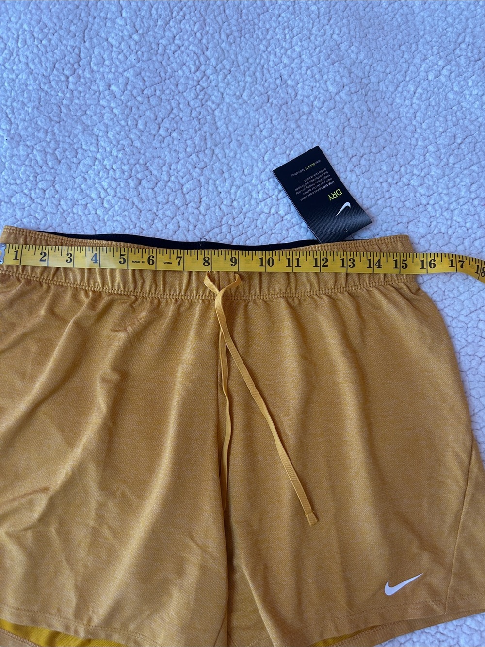 Nike Women's Mustard Yellow Dri-FIT Athletic Shorts - Picture 3 of 8